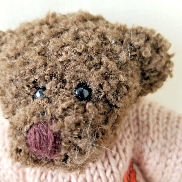 Give Thanks Teddy Bear Plush 5-Jointed Berkeley Designs 8” 1998 beige sweater - Picture 6 of 9